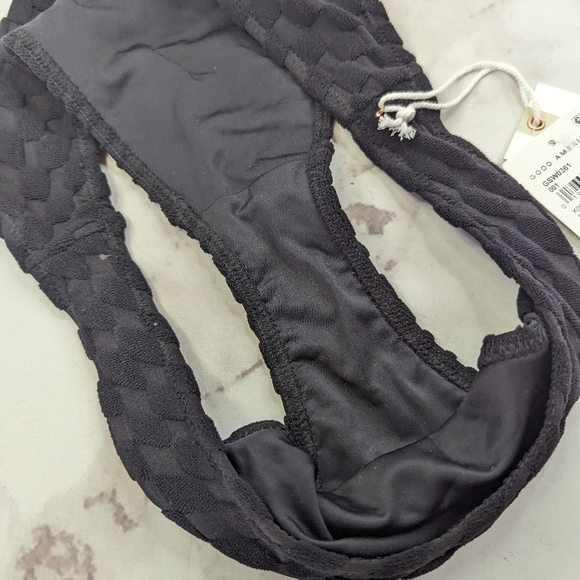 Good American Swim Bottom Women Black Jacquard Rise Better Bikini Cheeky - Picture 9 of 13